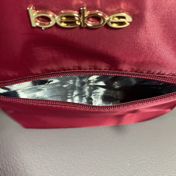 BEBE Tanya Lunch Bag Insulated Zippered Pocket Top Handle Red - Picture 7 of 13